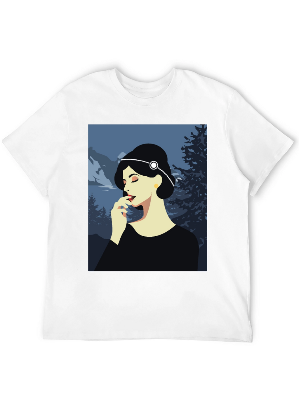 Elegant Woman Art Print Black T-Shirt