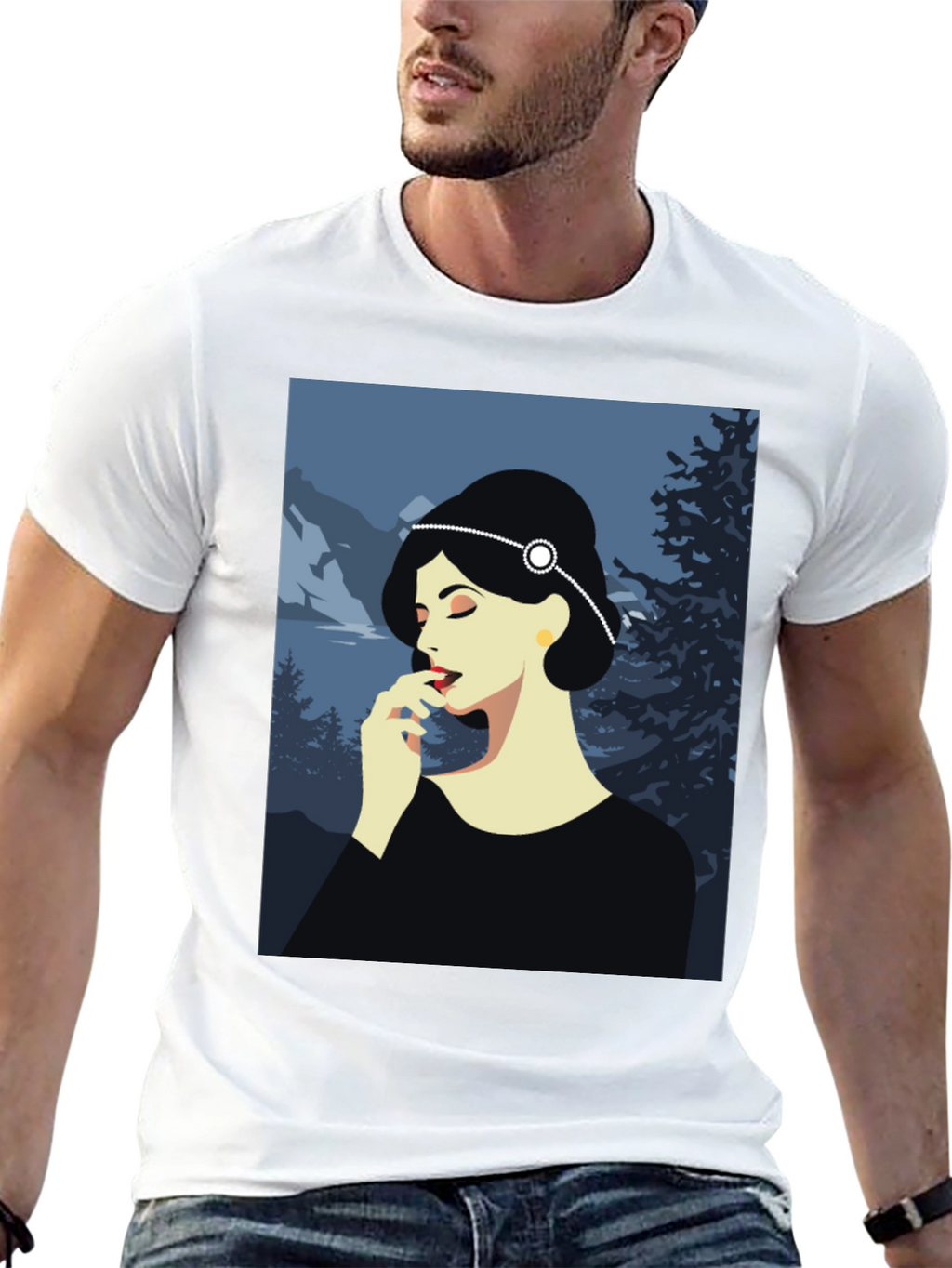 Elegant Woman Art Print Black T-Shirt