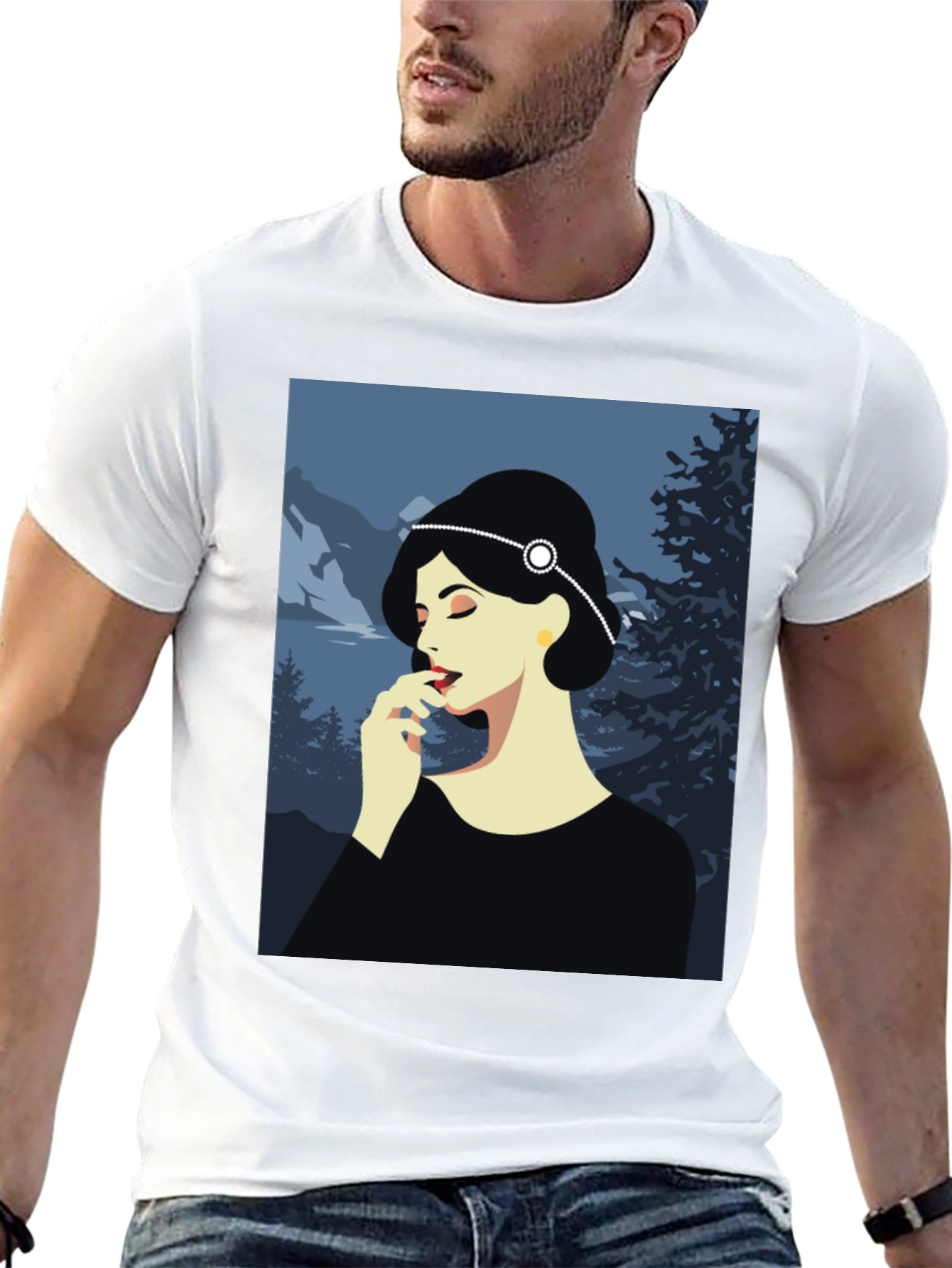 Elegant Woman Art Print Black T-Shirt