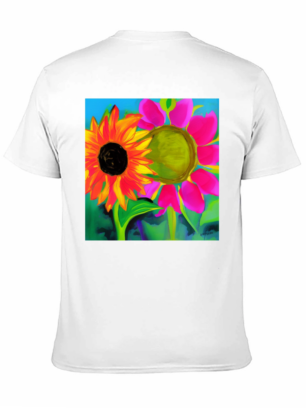 Floral Art Graphic Tee - Vivid Sunflower Design