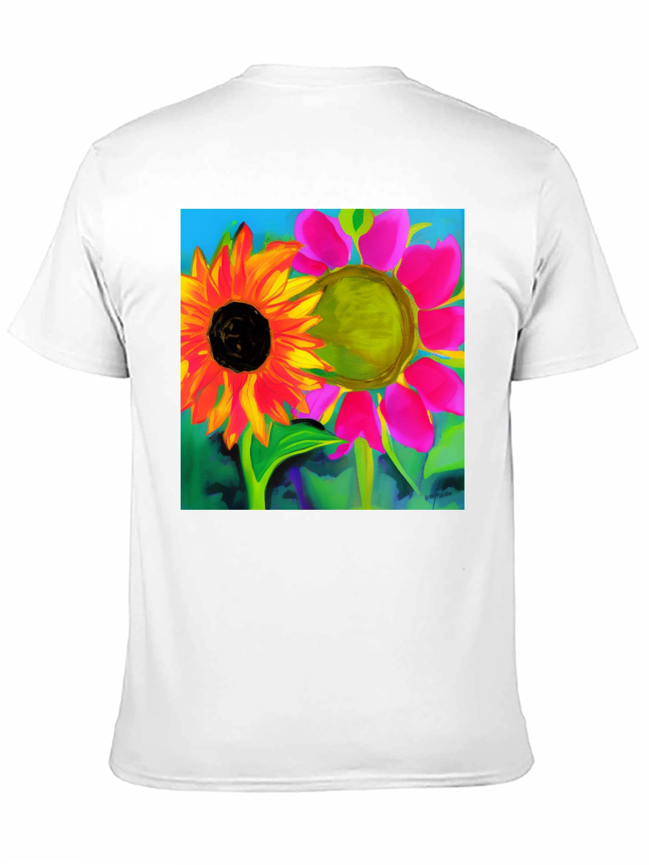 Floral Art Graphic Tee - Vivid Sunflower Design