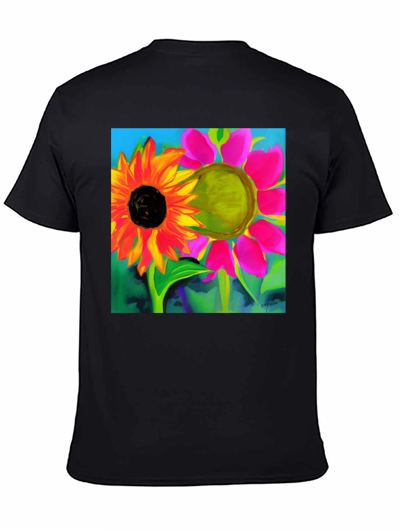Floral Art Graphic Tee - Vivid Sunflower Design