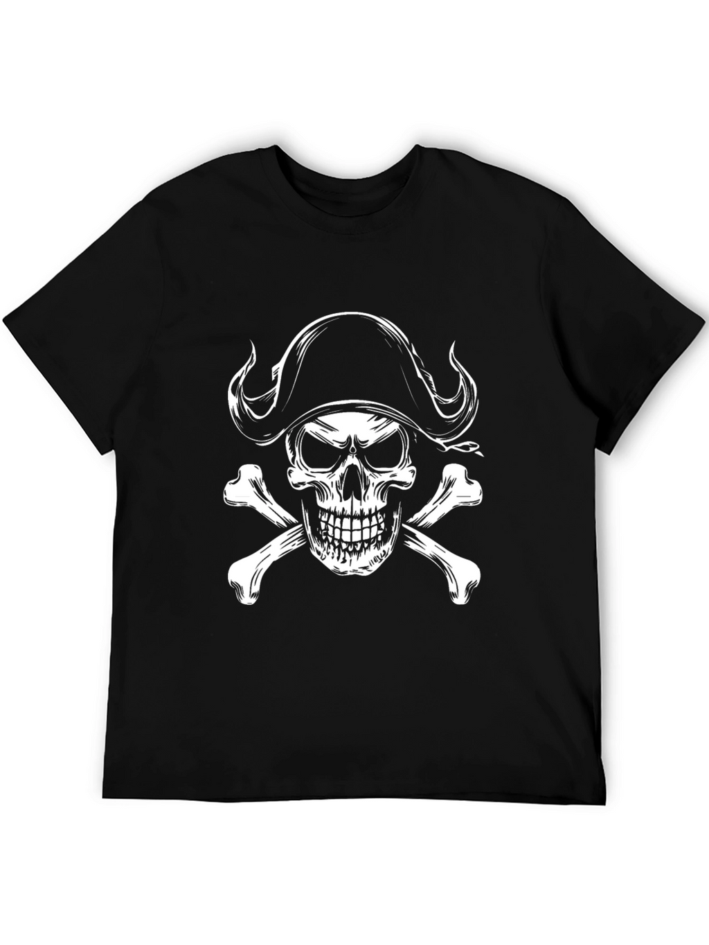 Pirate Skull & Crossbones Graphic T-Shirt - Black