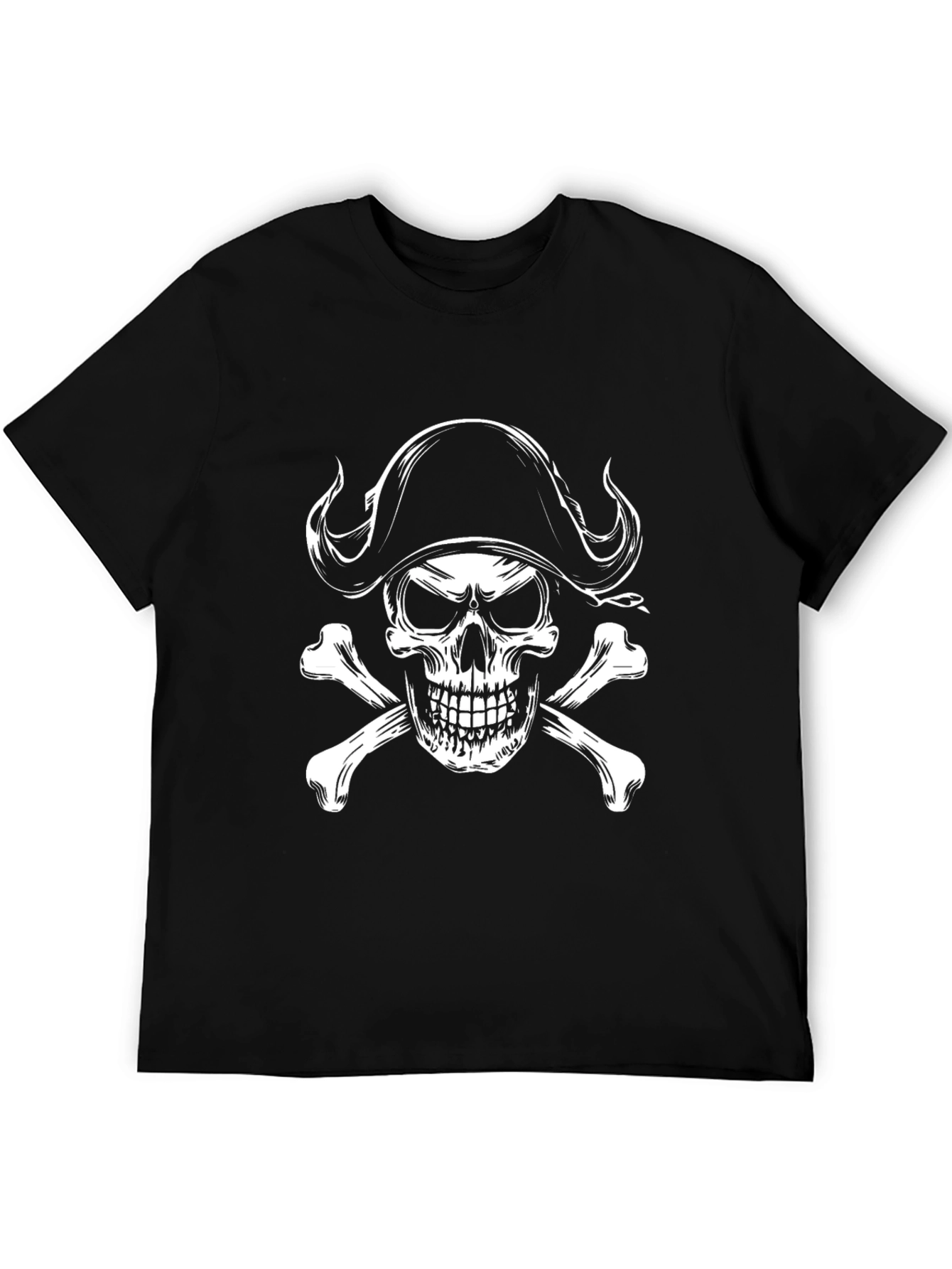 Pirate Skull & Crossbones Graphic T-Shirt - Black