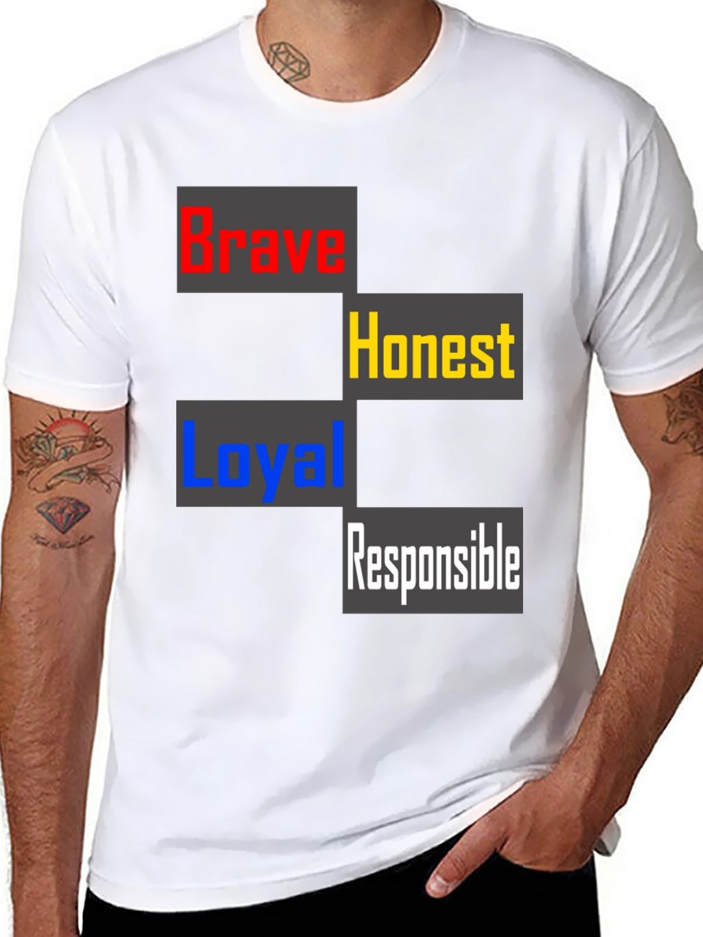 Brave Honest Loyal Responsible Mens T-Shirt