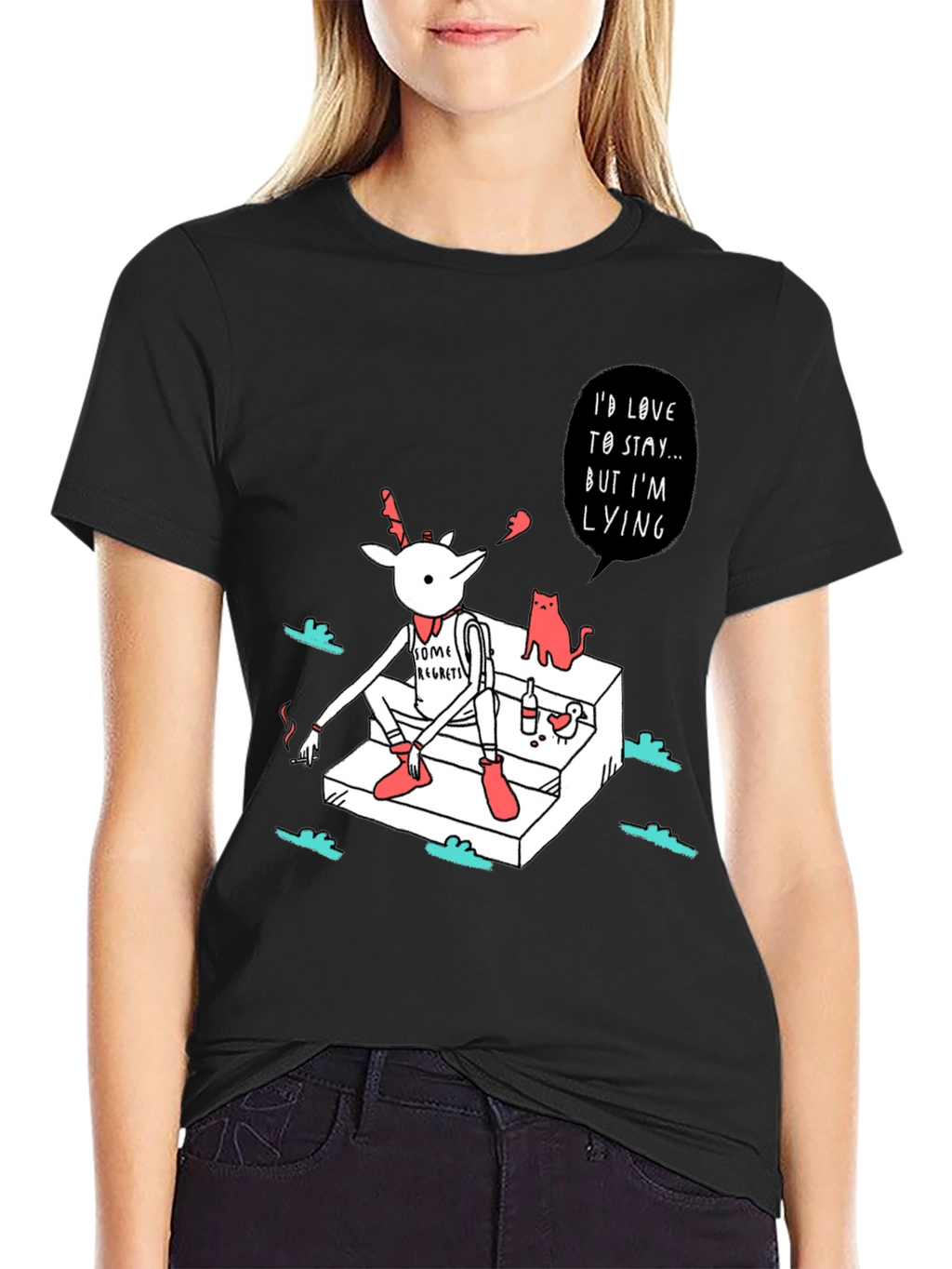 Regretful Deer T-Shirt: Id Love to Stay