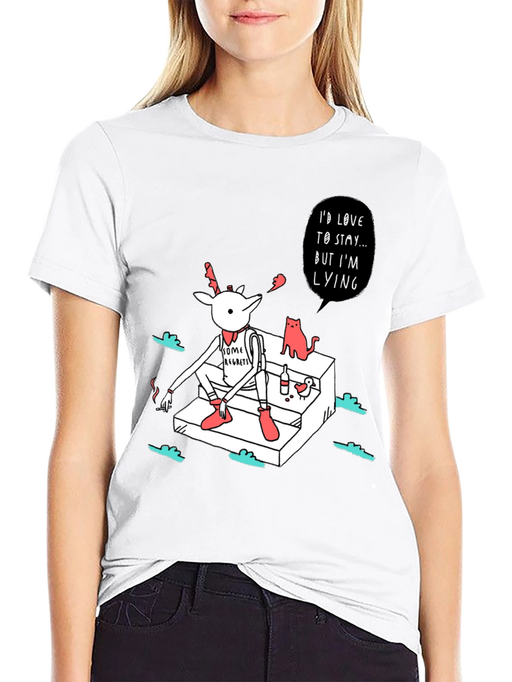 Regretful Deer T-Shirt: Id Love to Stay