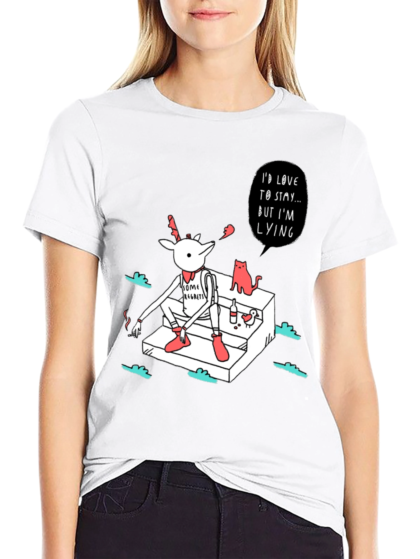 Regretful Deer T-Shirt: Id Love to Stay