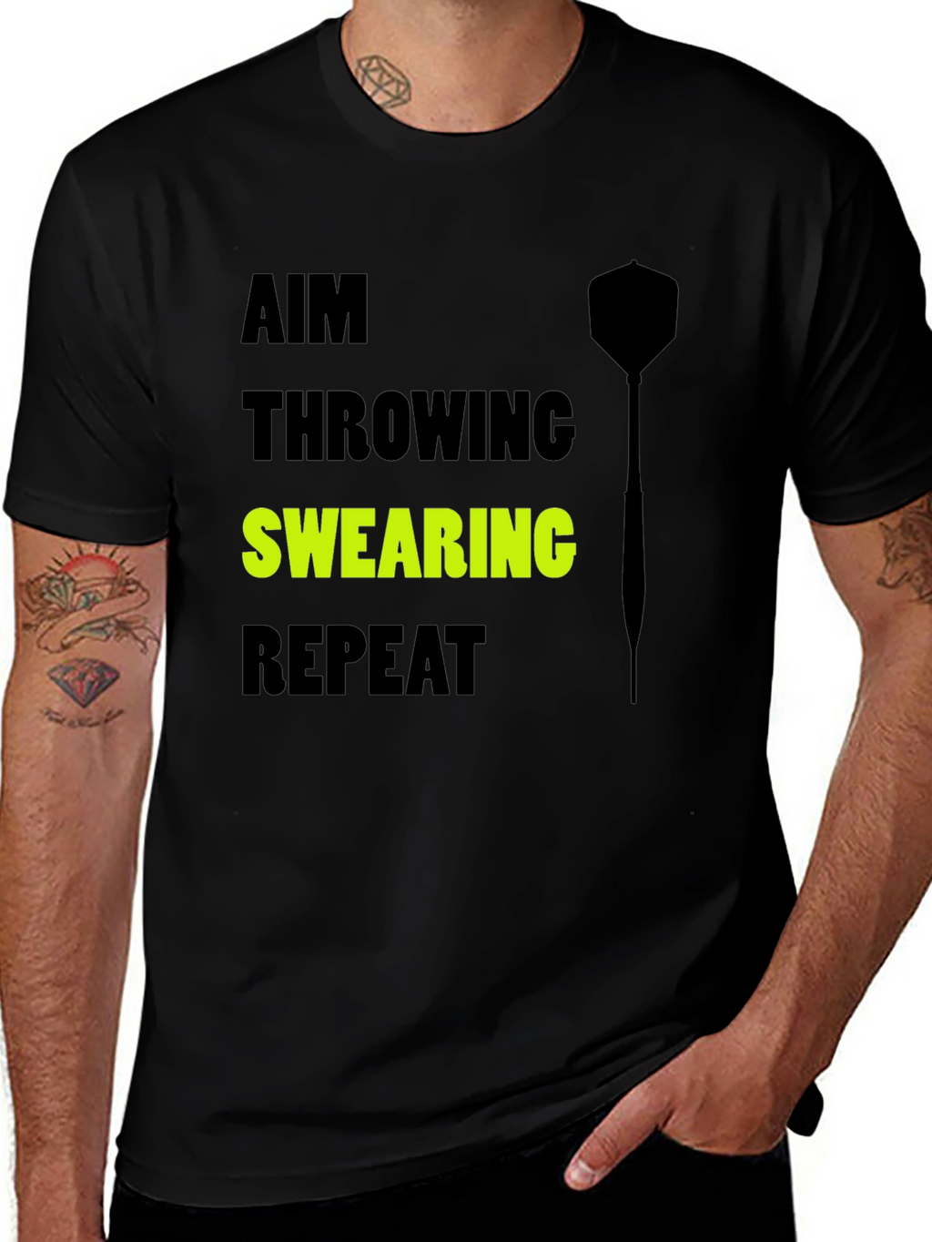 Aim Throwing Swearing Repeat T-Shirt - Dart Player Tee