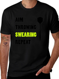 Aim Throwing Swearing Repeat T-Shirt - Dart Player Tee