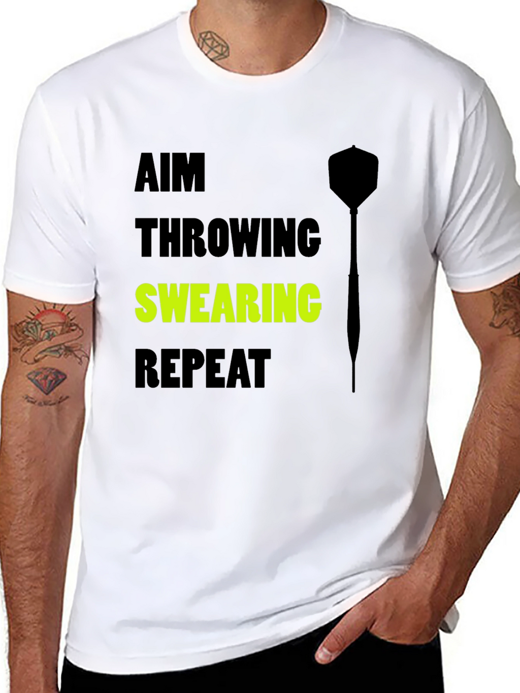Aim Throwing Swearing Repeat T-Shirt - Dart Player Tee