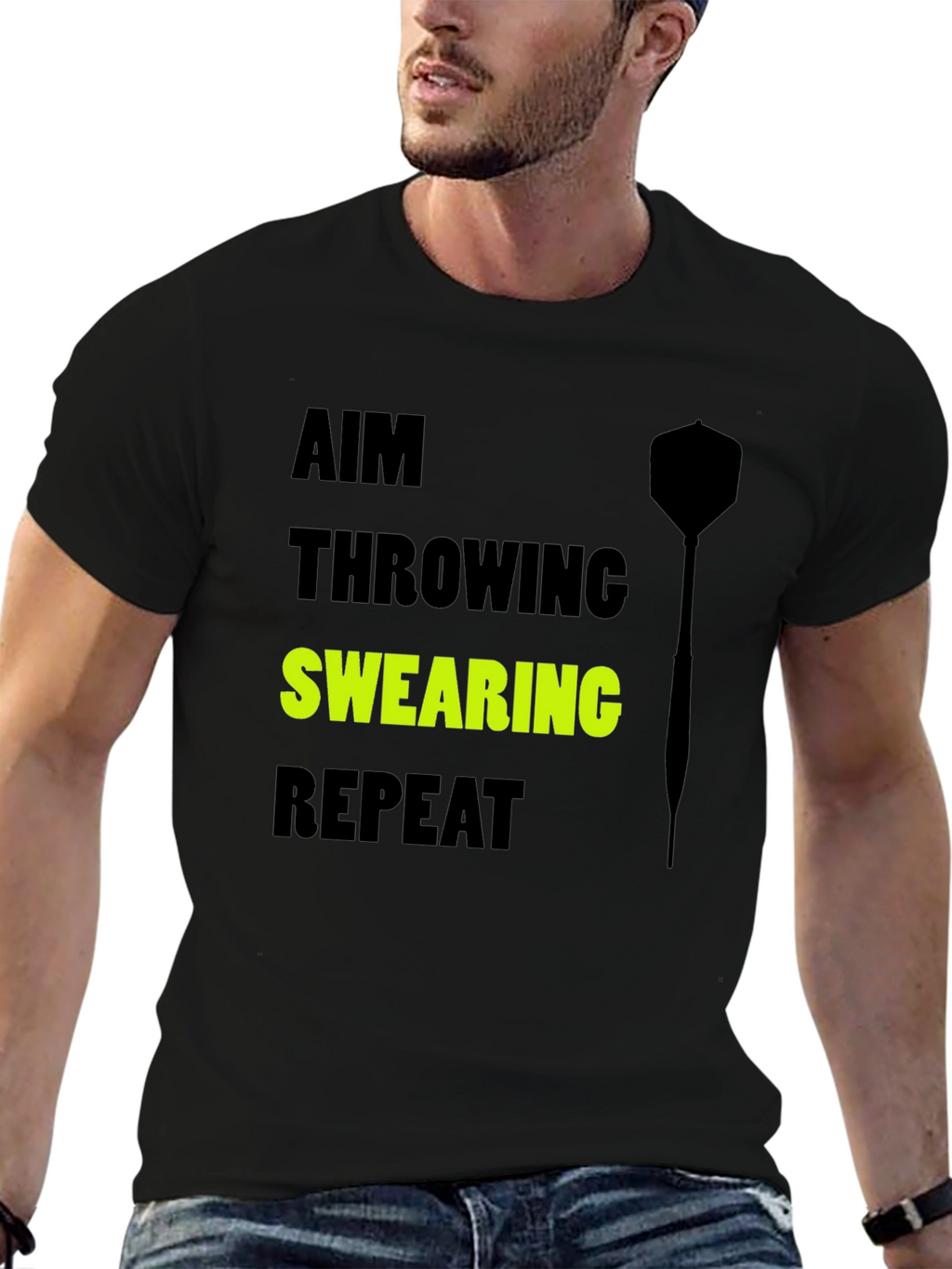 Aim Throwing Swearing Repeat T-Shirt - Dart Player Tee