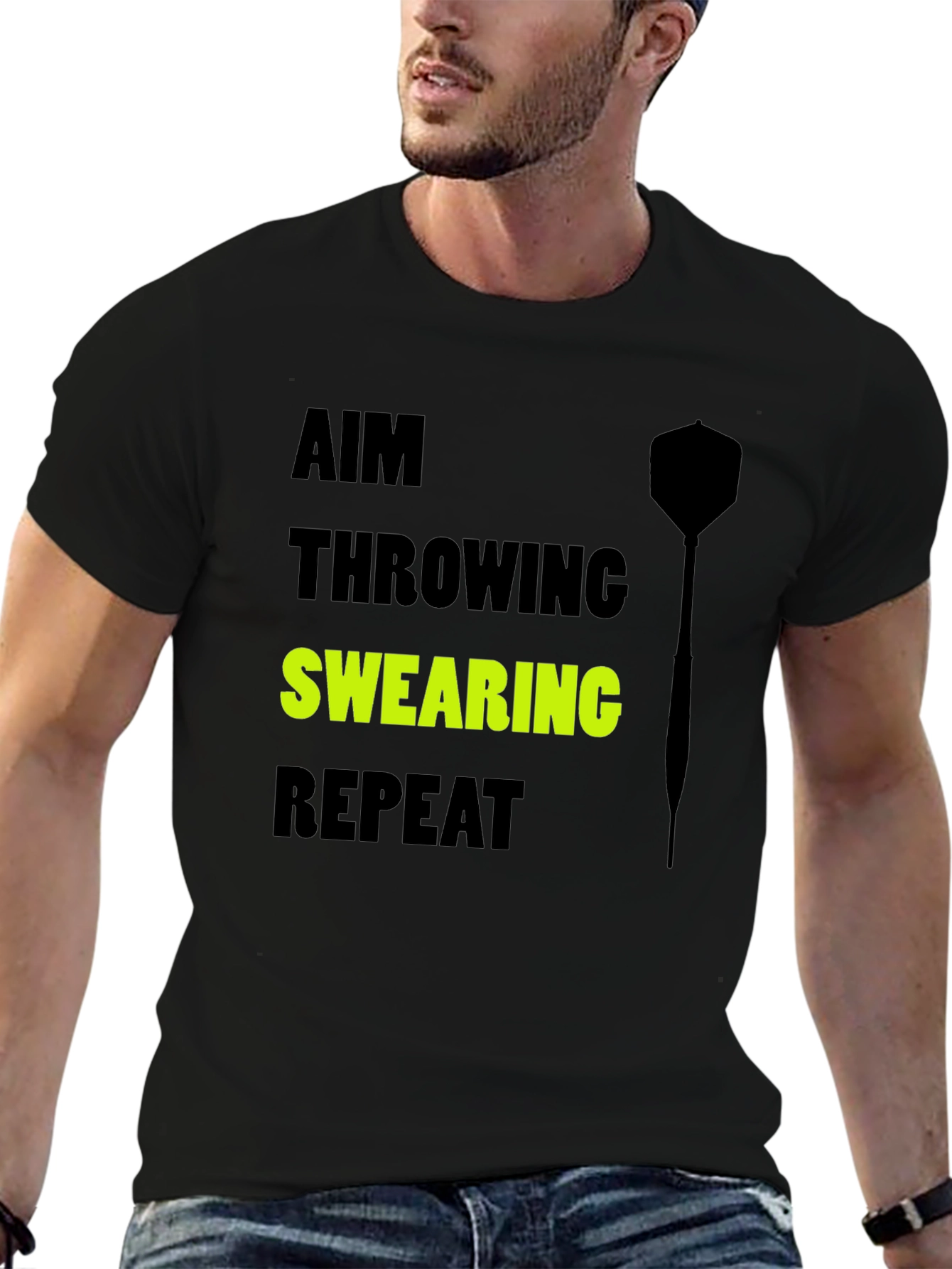 Aim Throwing Swearing Repeat T-Shirt - Dart Player Tee
