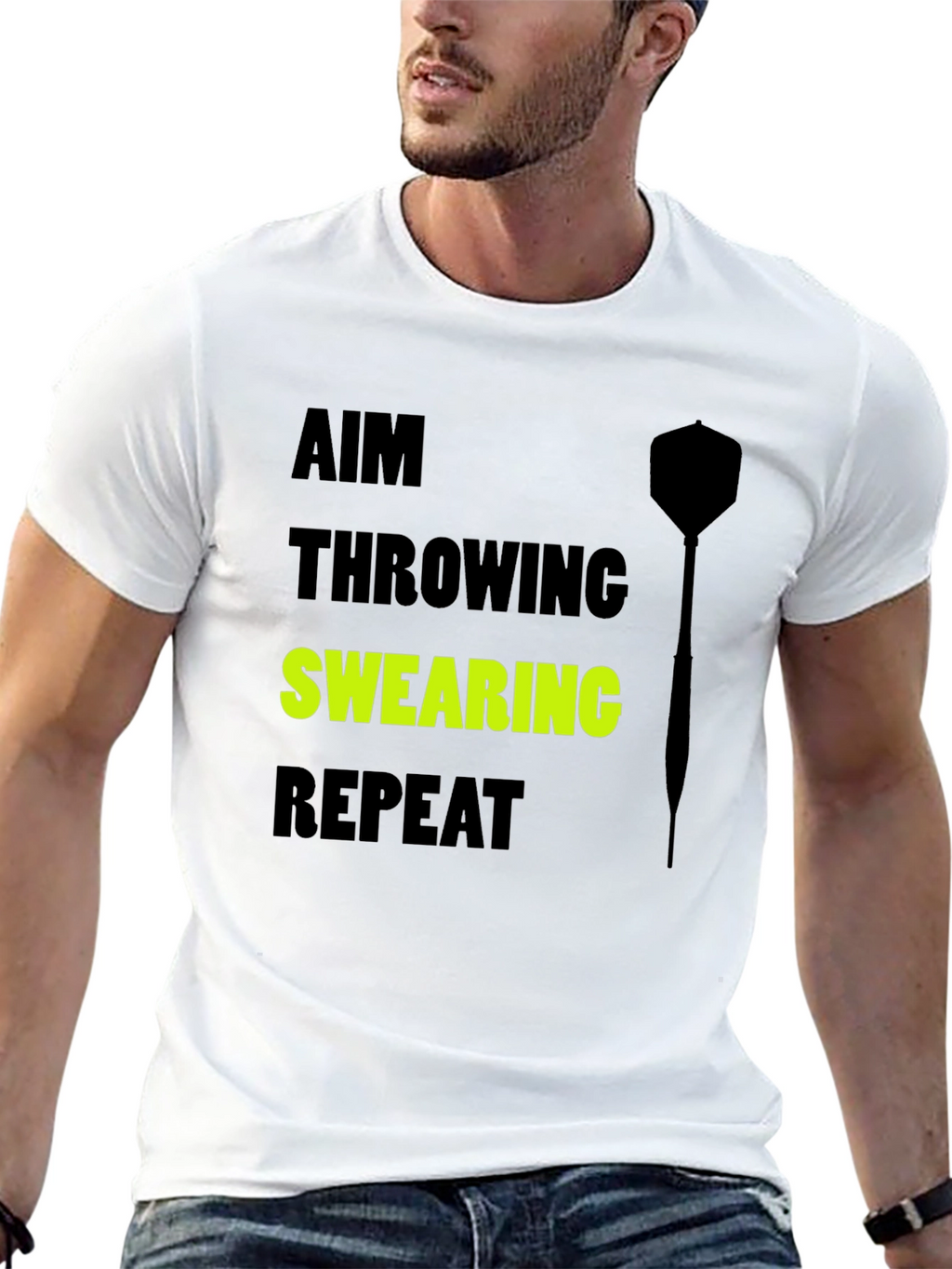 Aim Throwing Swearing Repeat T-Shirt - Dart Player Tee