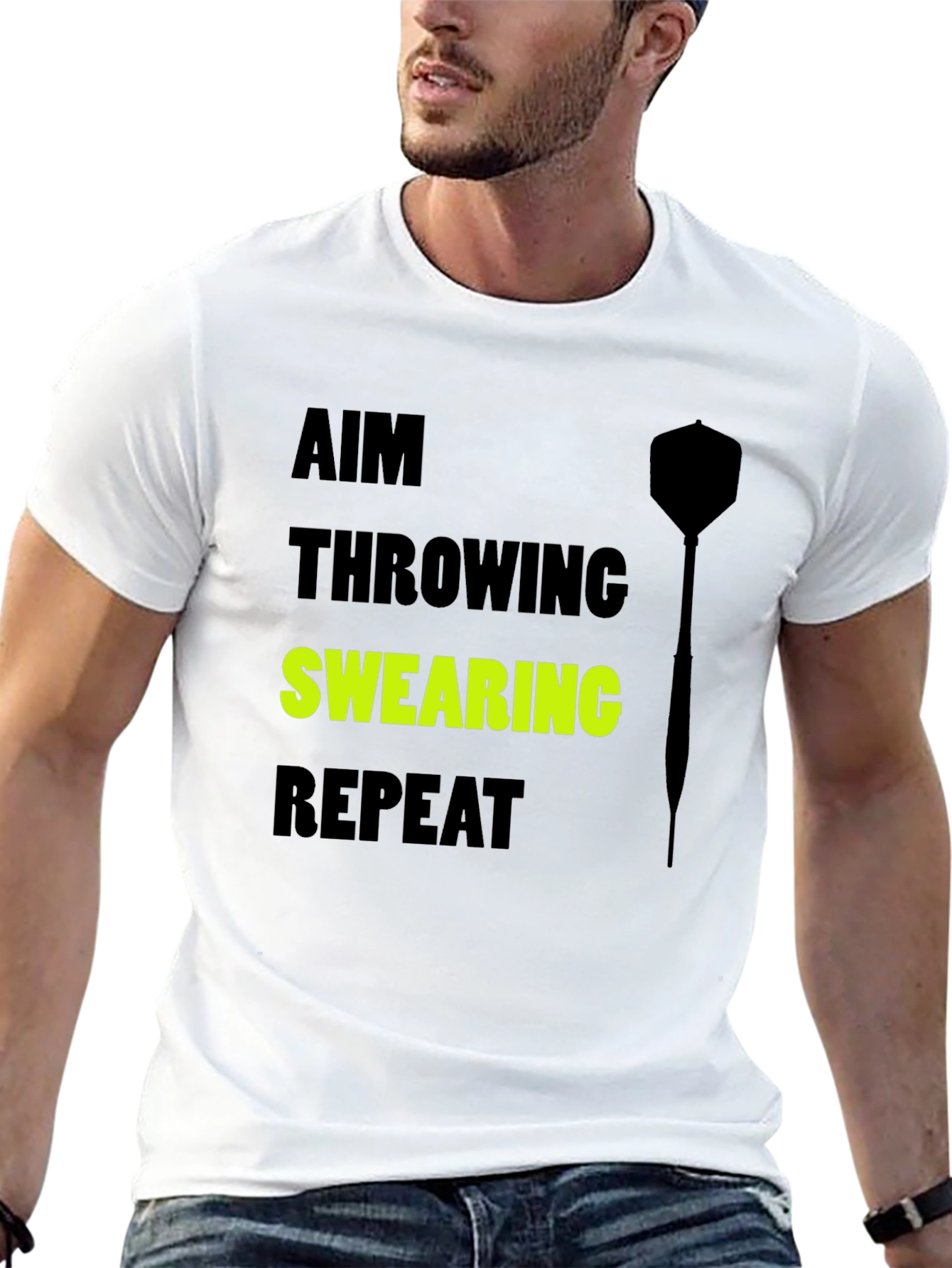 Aim Throwing Swearing Repeat T-Shirt - Dart Player Tee