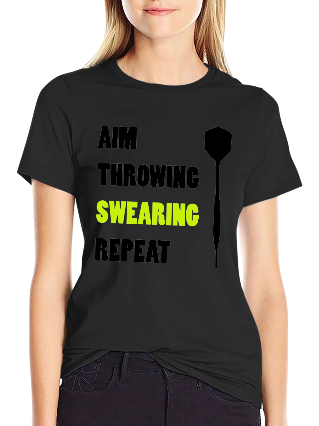 Aim Throwing Swearing Repeat T-Shirt - Dart Player Tee