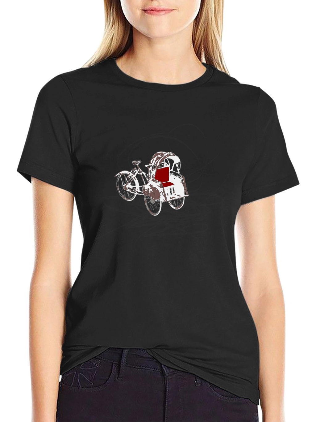 Black T-Shirt with Rickshaw Graphic