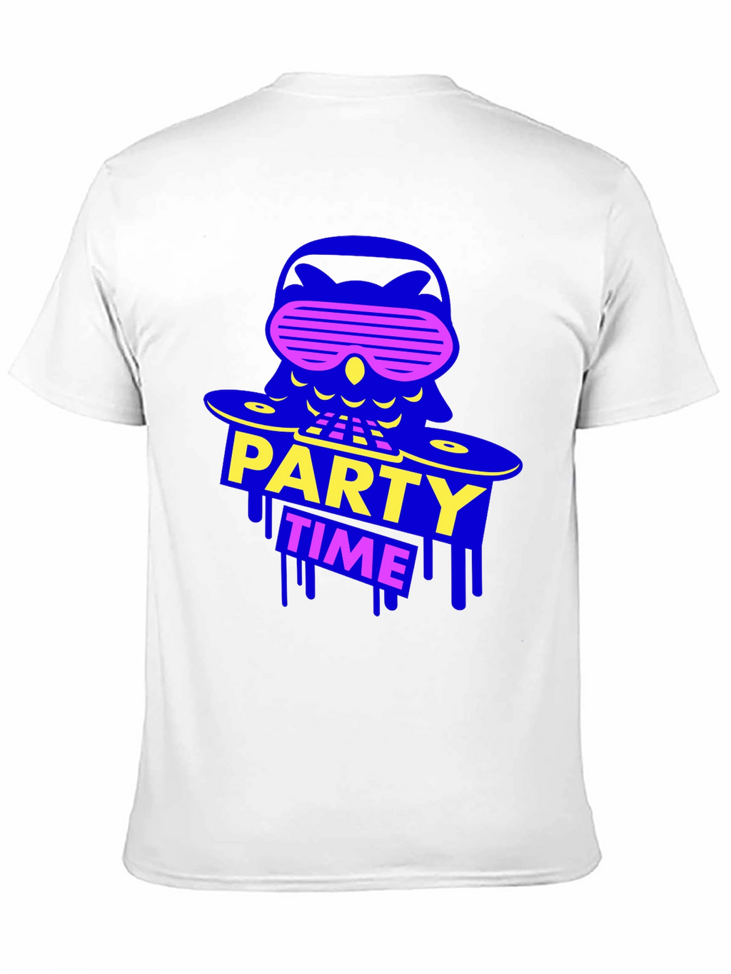 Party Time Owl Graphic Tee - Black Crew Neck