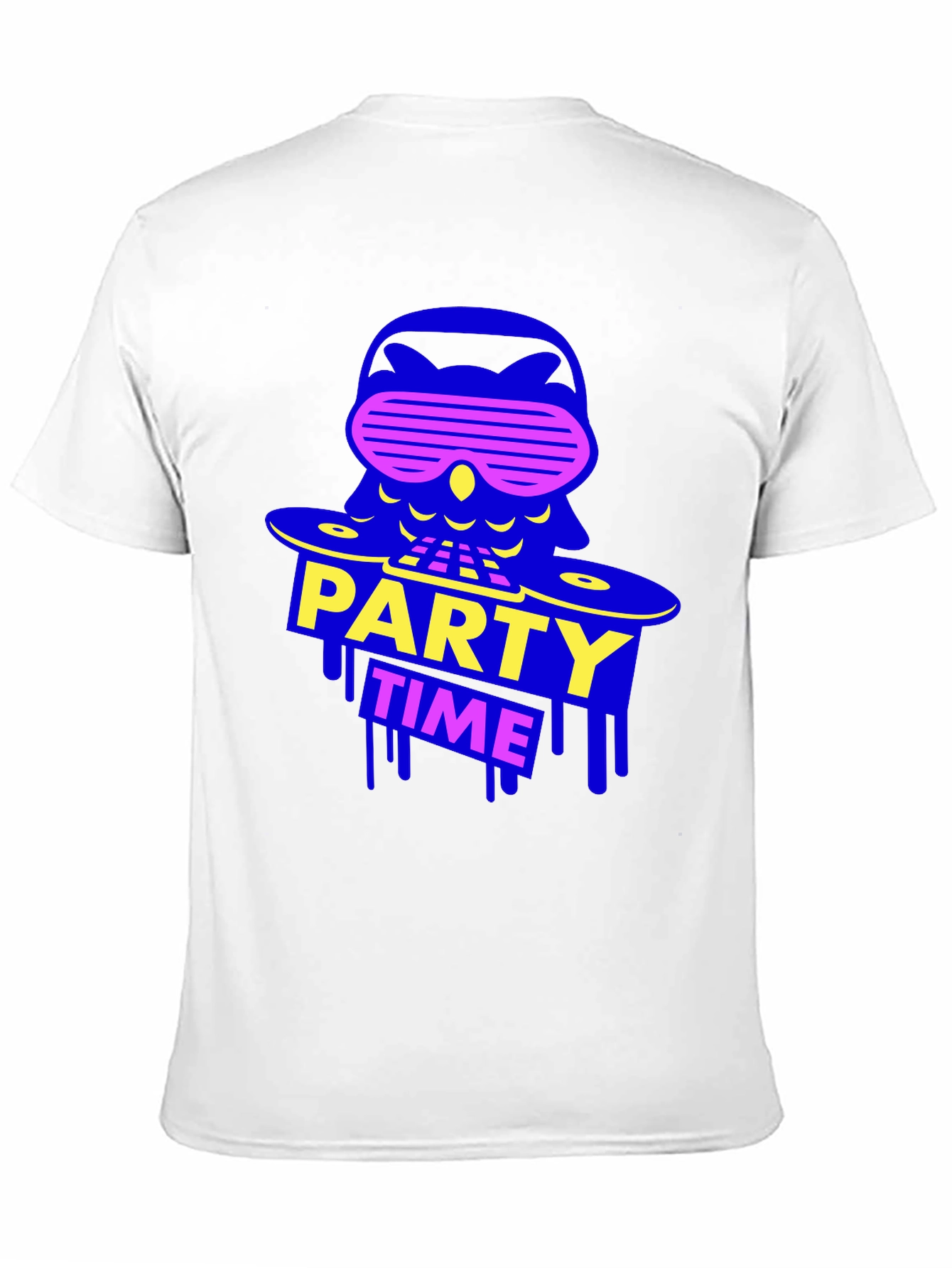 Party Time Owl Graphic Tee - Black Crew Neck