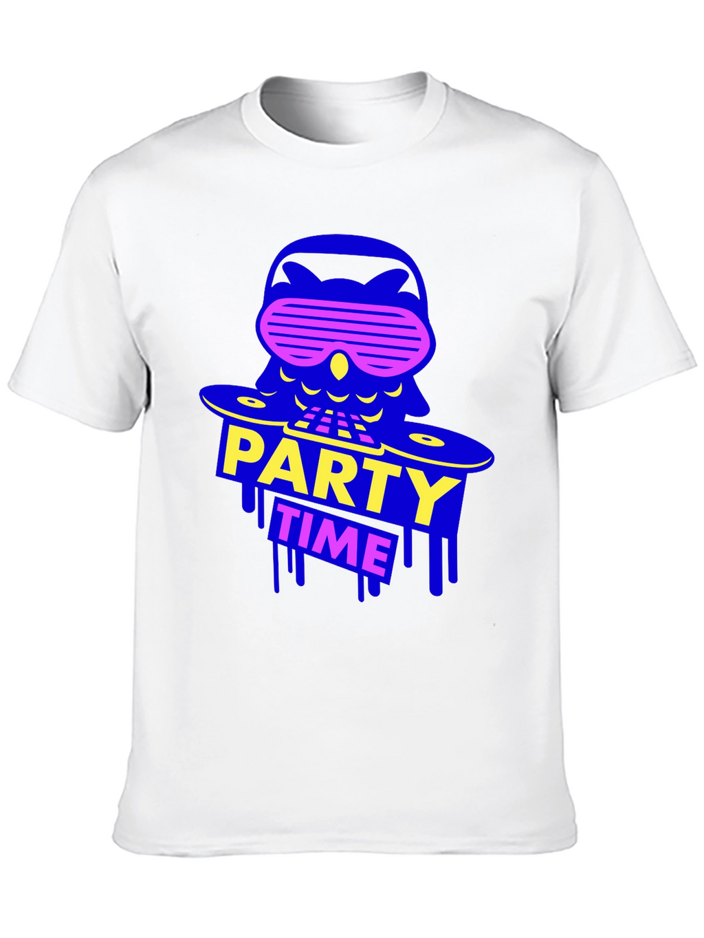 Party Time Owl Graphic Tee - Black Crew Neck