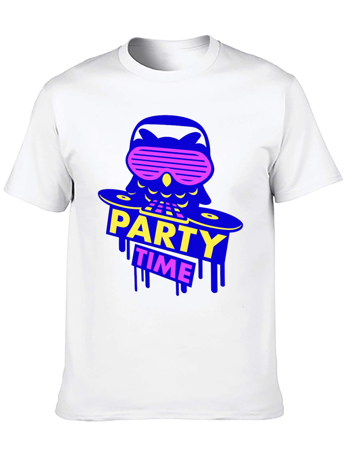 Party Time Owl Graphic Tee - Black Crew Neck