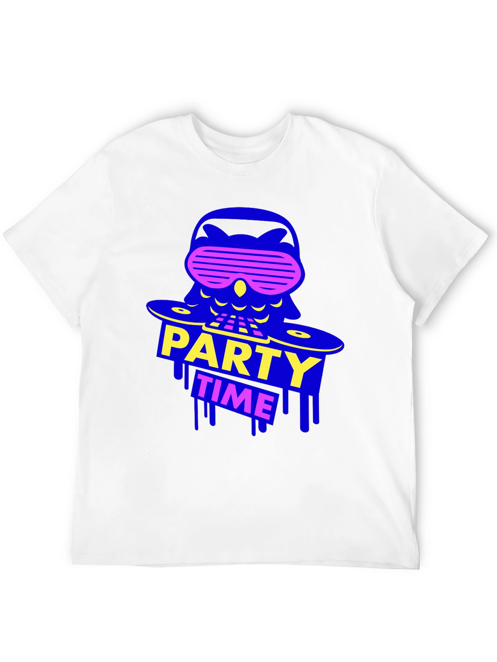 Party Time Owl Graphic Tee - Black Crew Neck