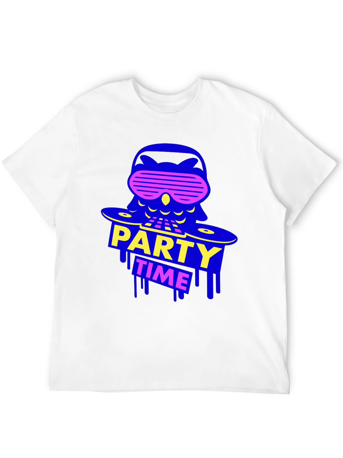 Party Time Owl Graphic Tee - Black Crew Neck