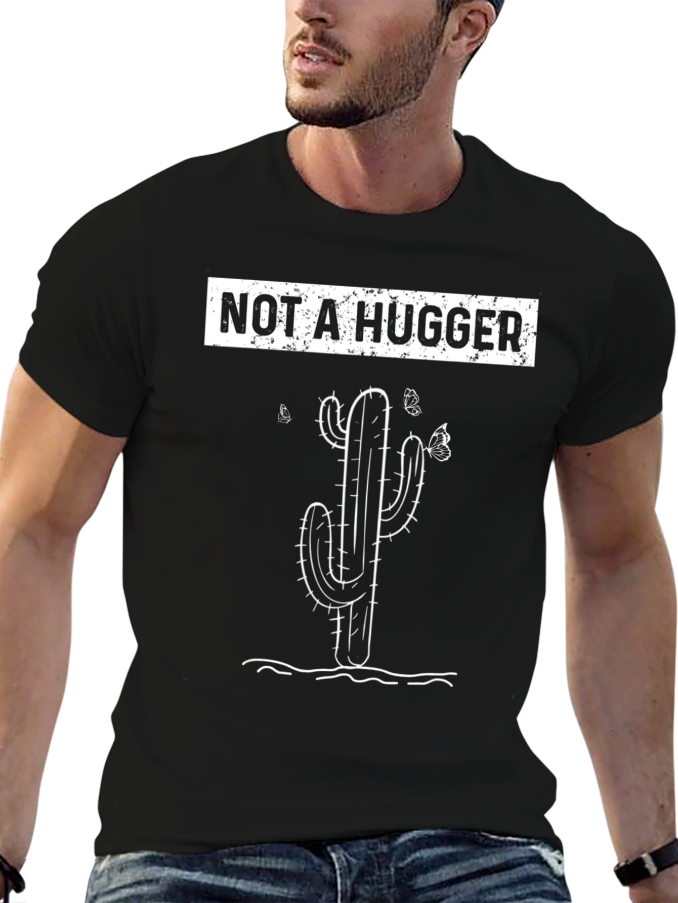 Not A Hugger T-Shirt Cactus Graphic Tee