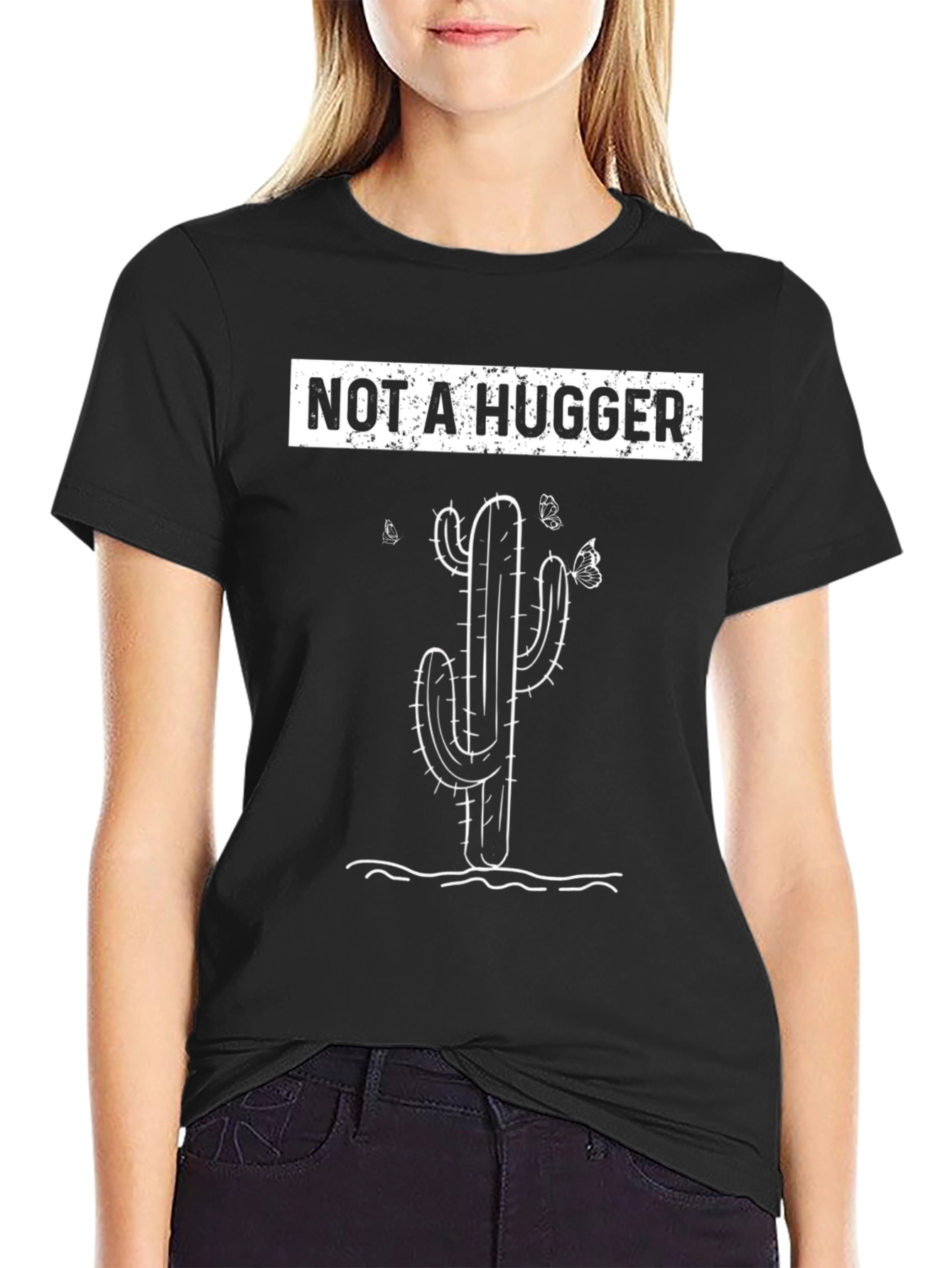 Not A Hugger T-Shirt Cactus Graphic Tee