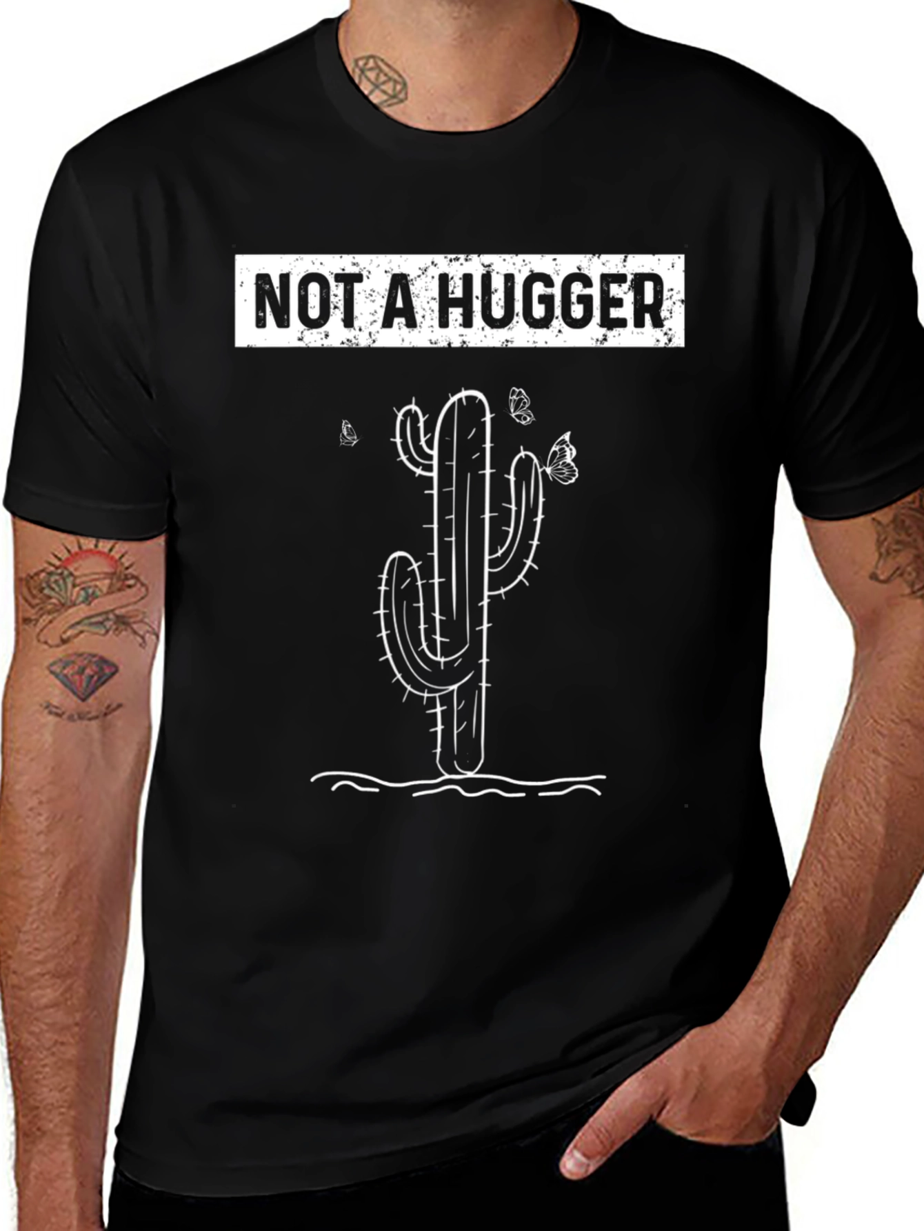 Not A Hugger T-Shirt Cactus Graphic Tee
