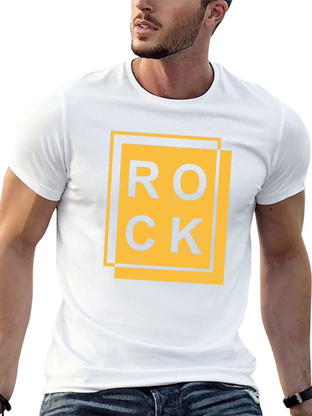 Rock Graphic Print Black T-Shirt