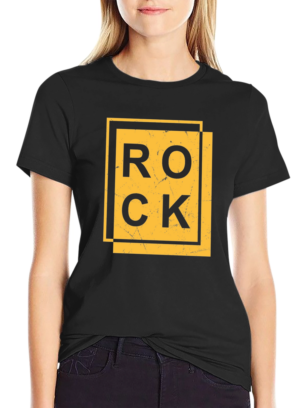 Rock Graphic Print Black T-Shirt