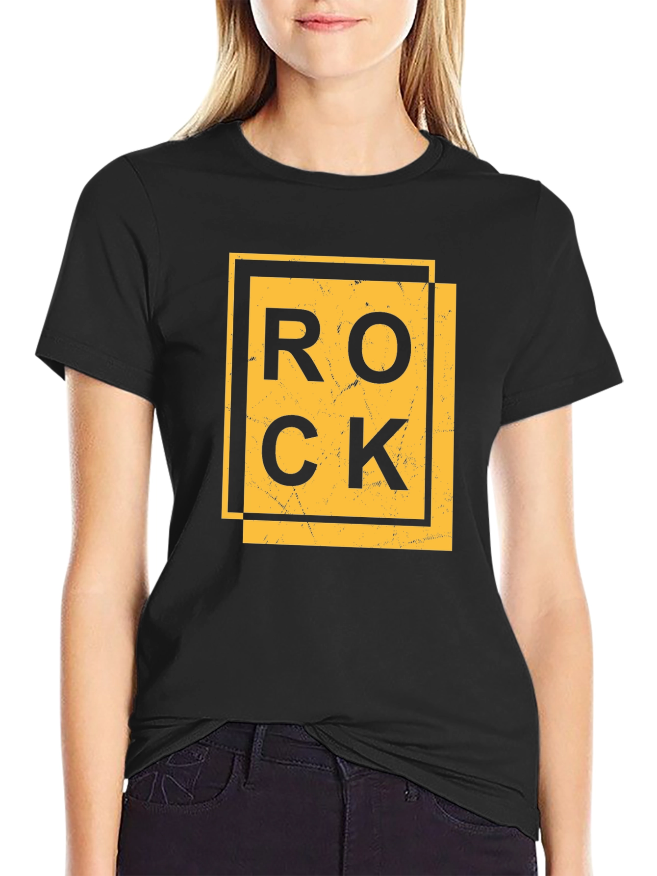 Rock Graphic Print Black T-Shirt