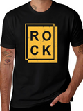 Rock Graphic Print Black T-Shirt