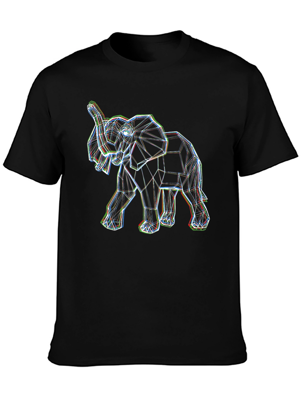 Geometric Elephant Print Black Tee
