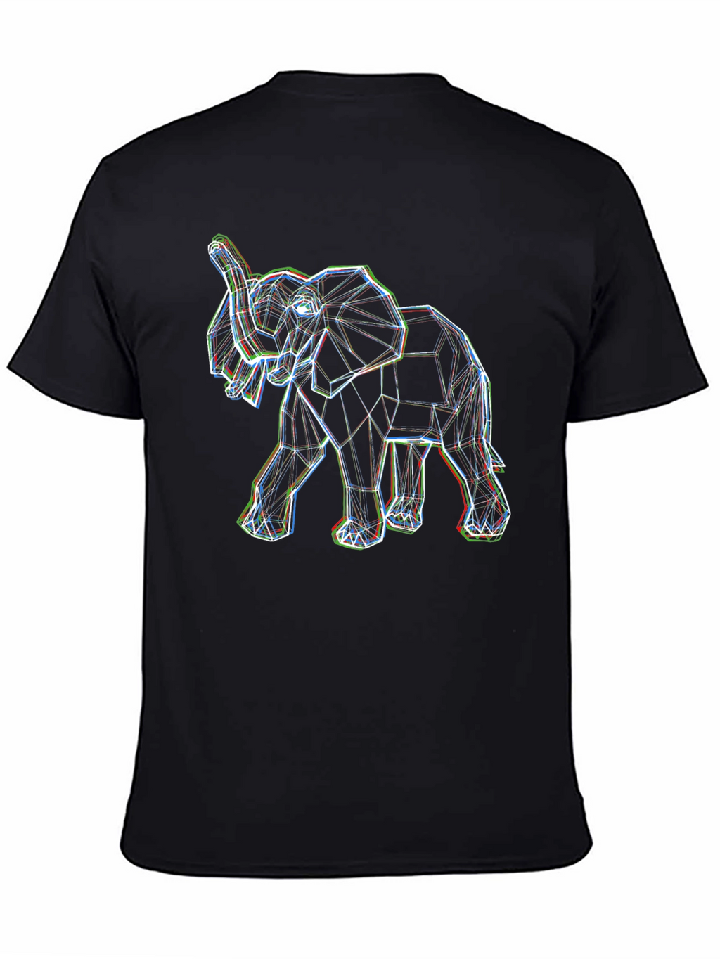 Geometric Elephant Print Black Tee