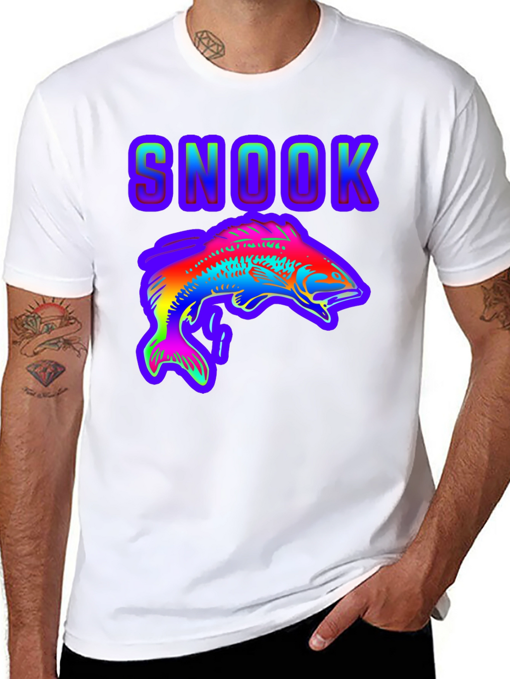 Snook Fish Graphic T-Shirt - Rainbow Design