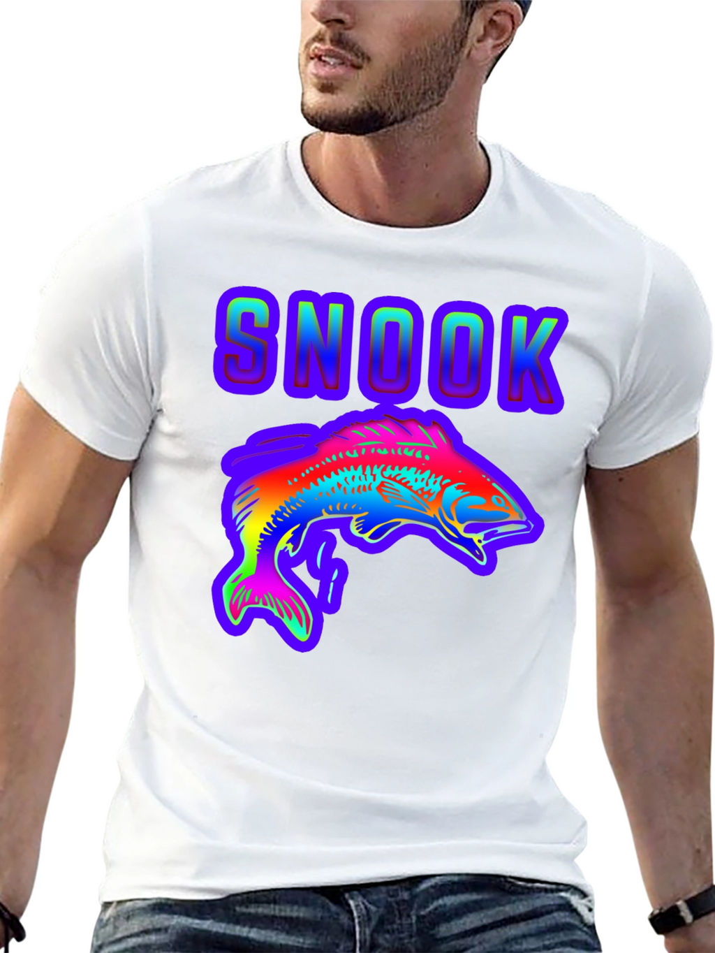 Snook Fish Graphic T-Shirt - Rainbow Design