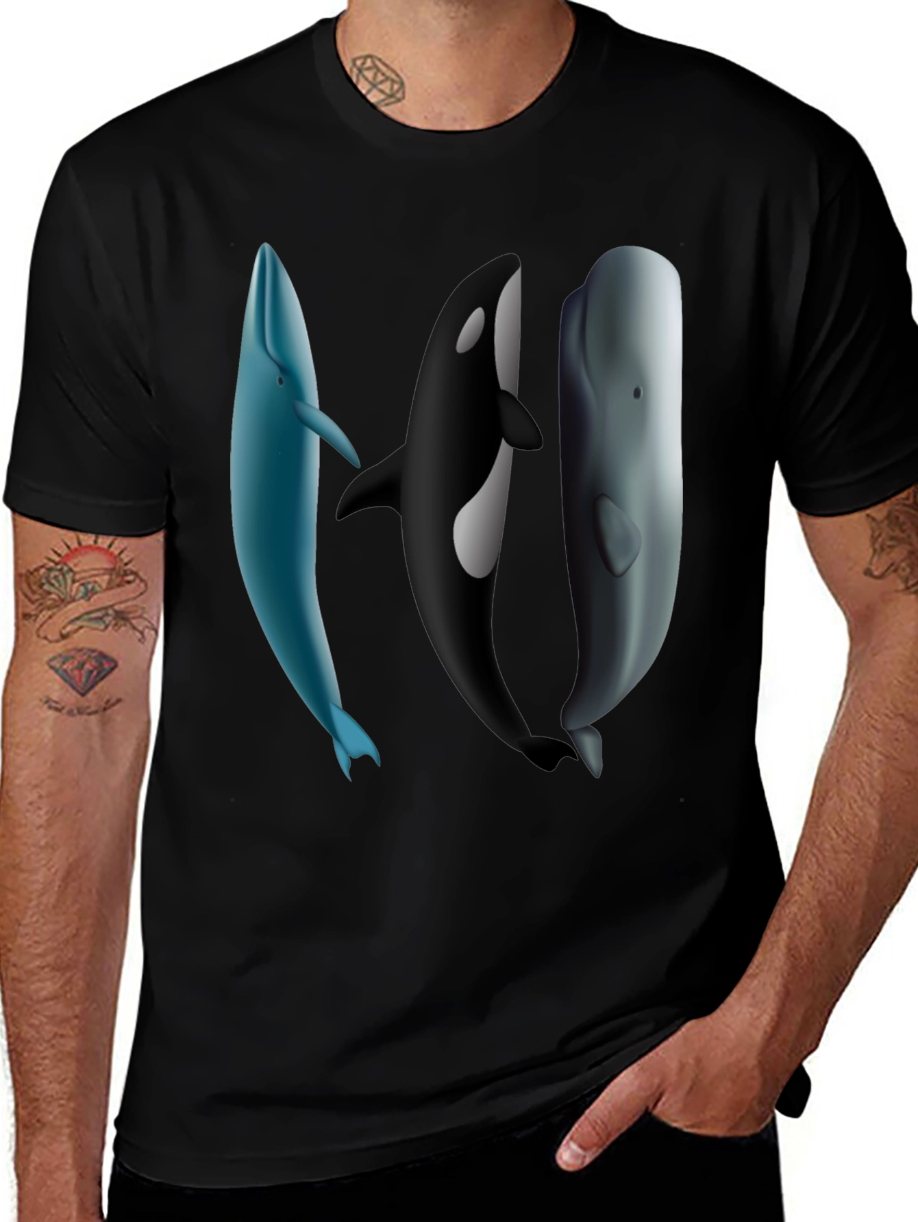 Whale Trio Graphic Tee - Black