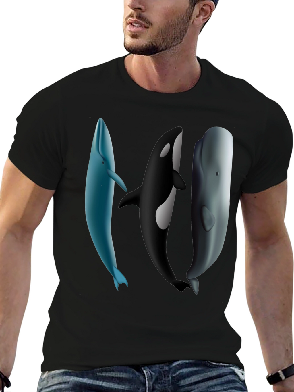 Whale Trio Graphic Tee - Black