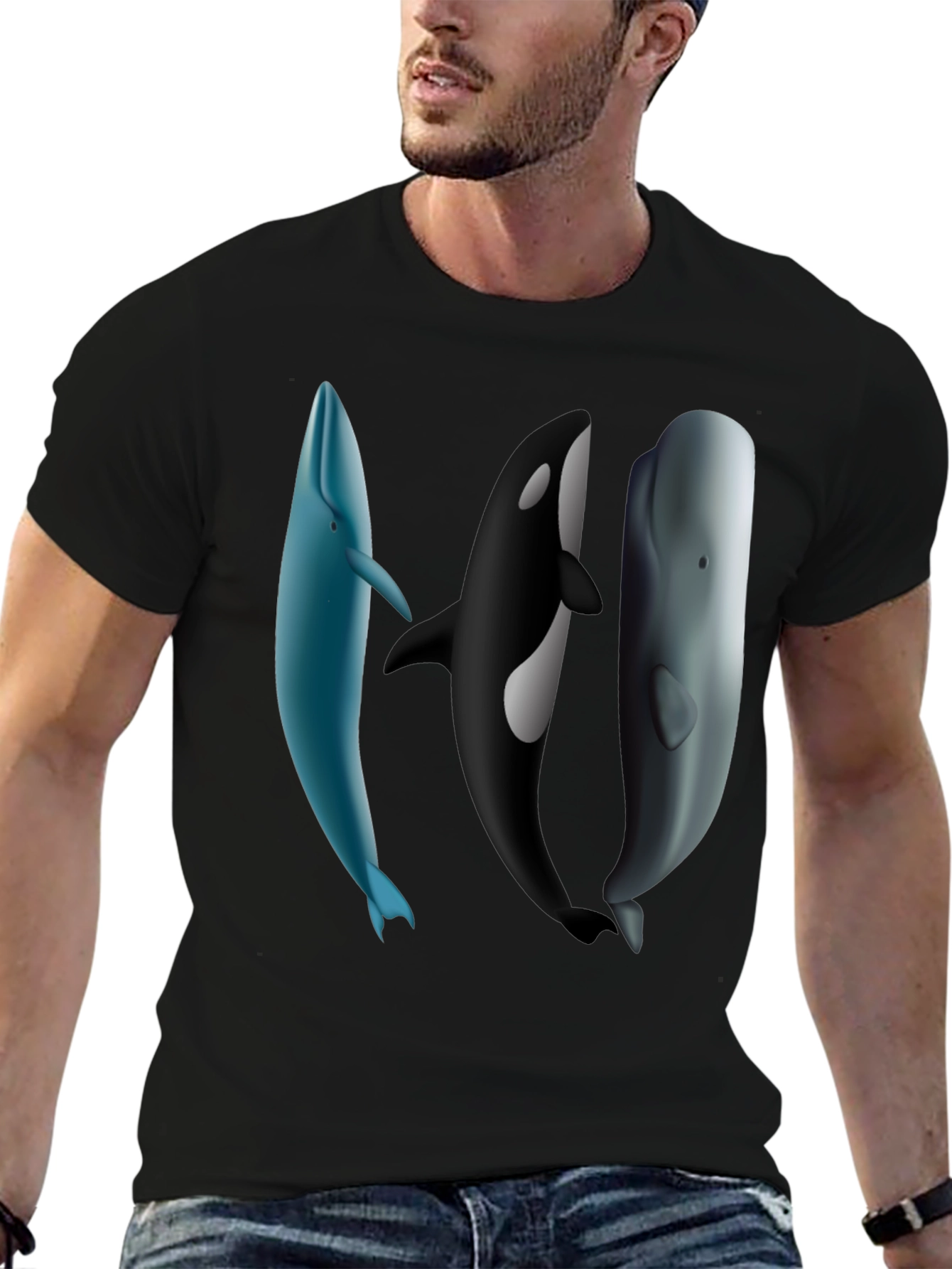 Whale Trio Graphic Tee - Black