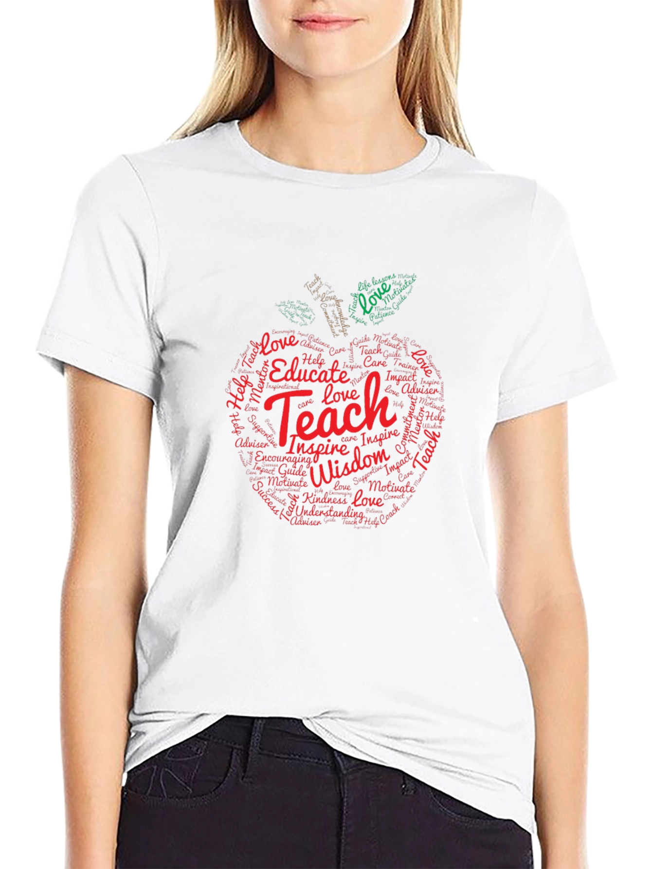 Teacher Apple Word Art T-Shirt