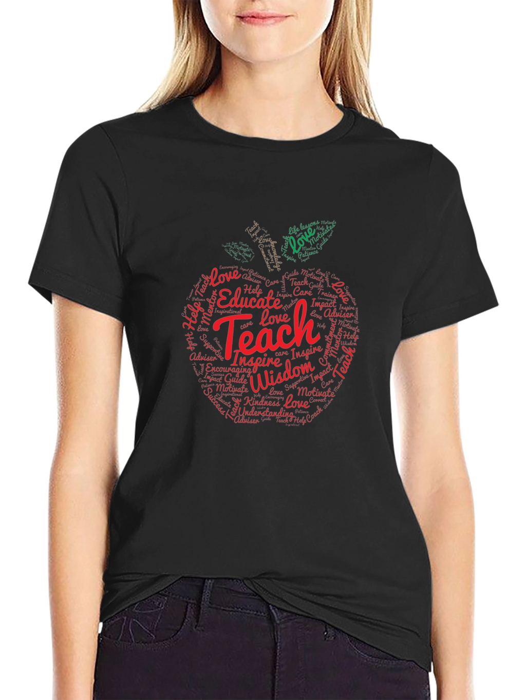 Teacher Apple Word Art T-Shirt