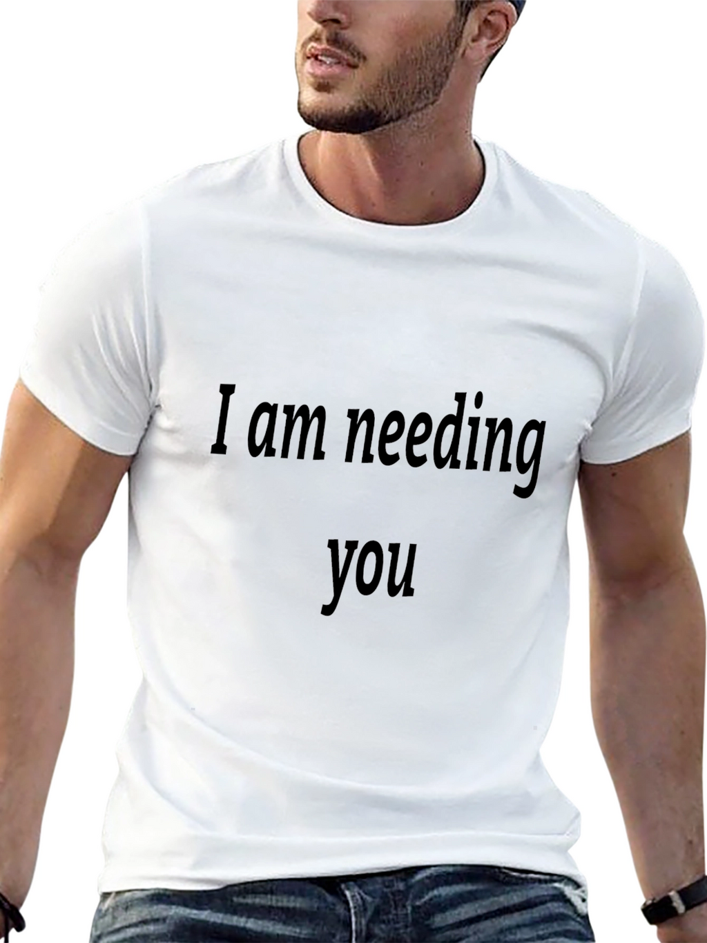Expressive Black T-Shirt - I Am Needing You