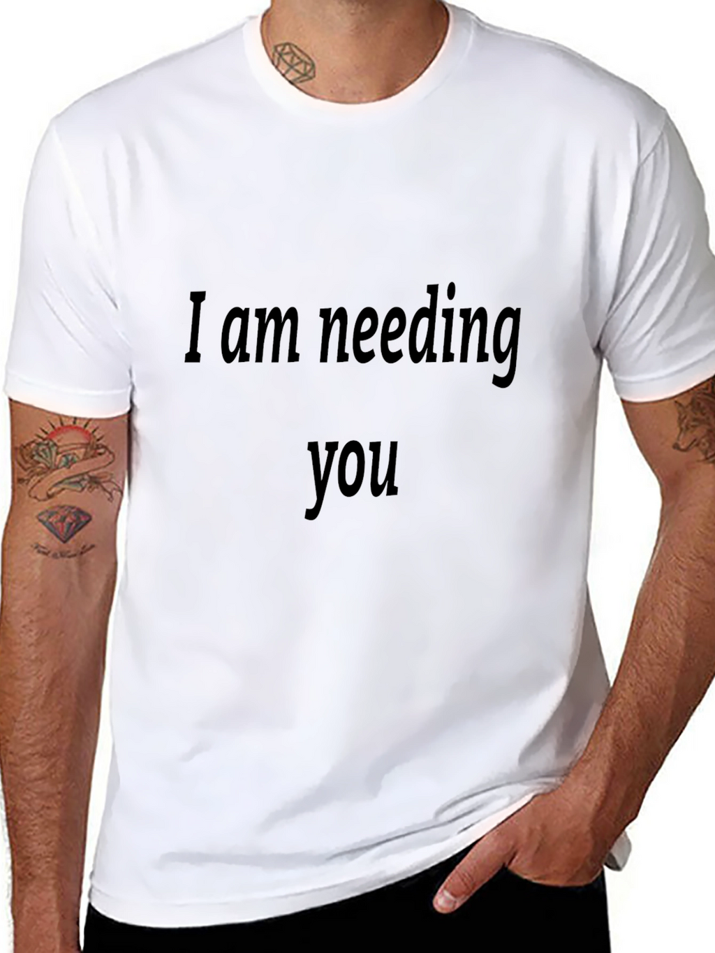 Expressive Black T-Shirt - I Am Needing You