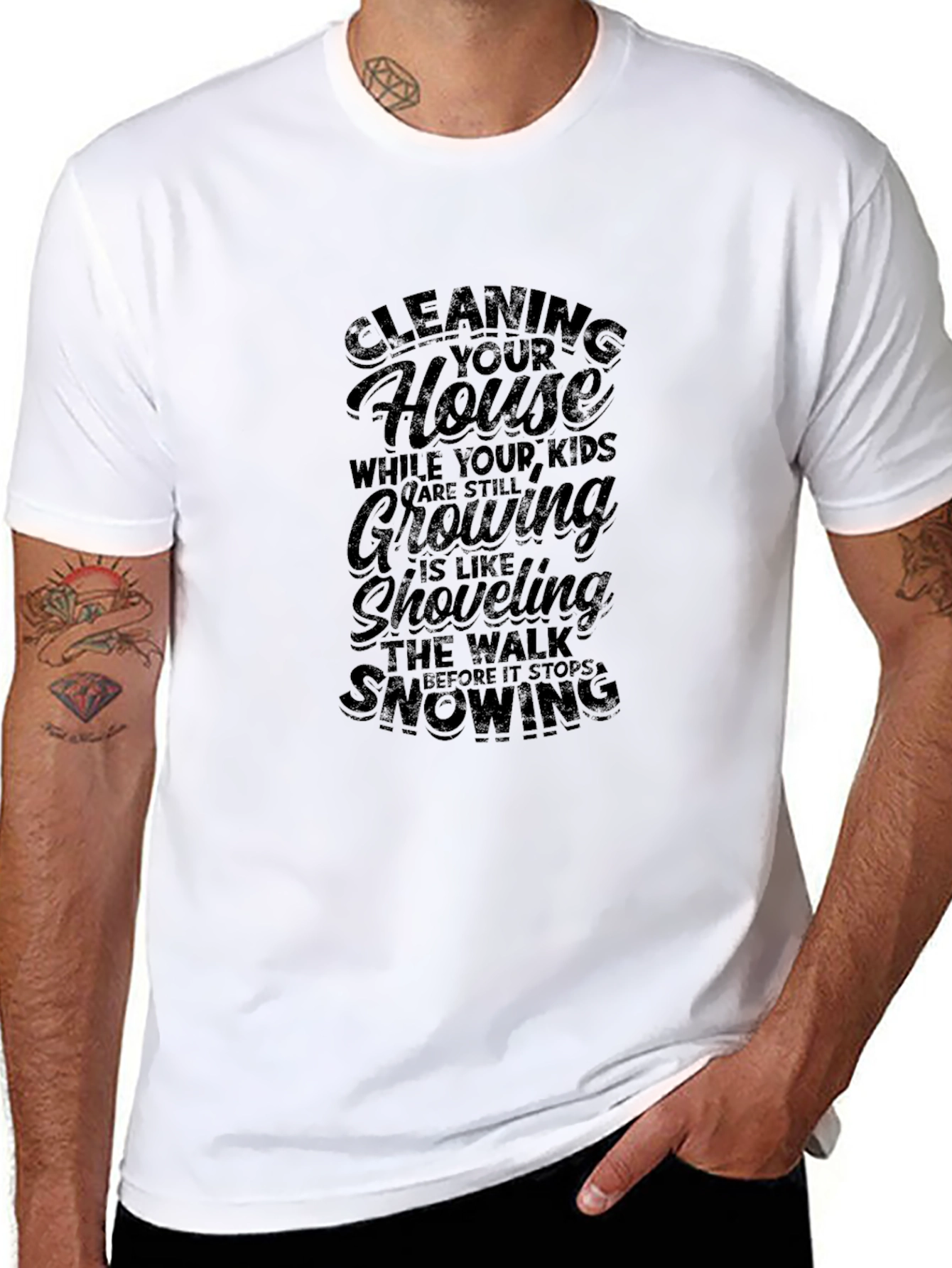 Funny Parenting Tee: Cleaning House While Kids Grow
