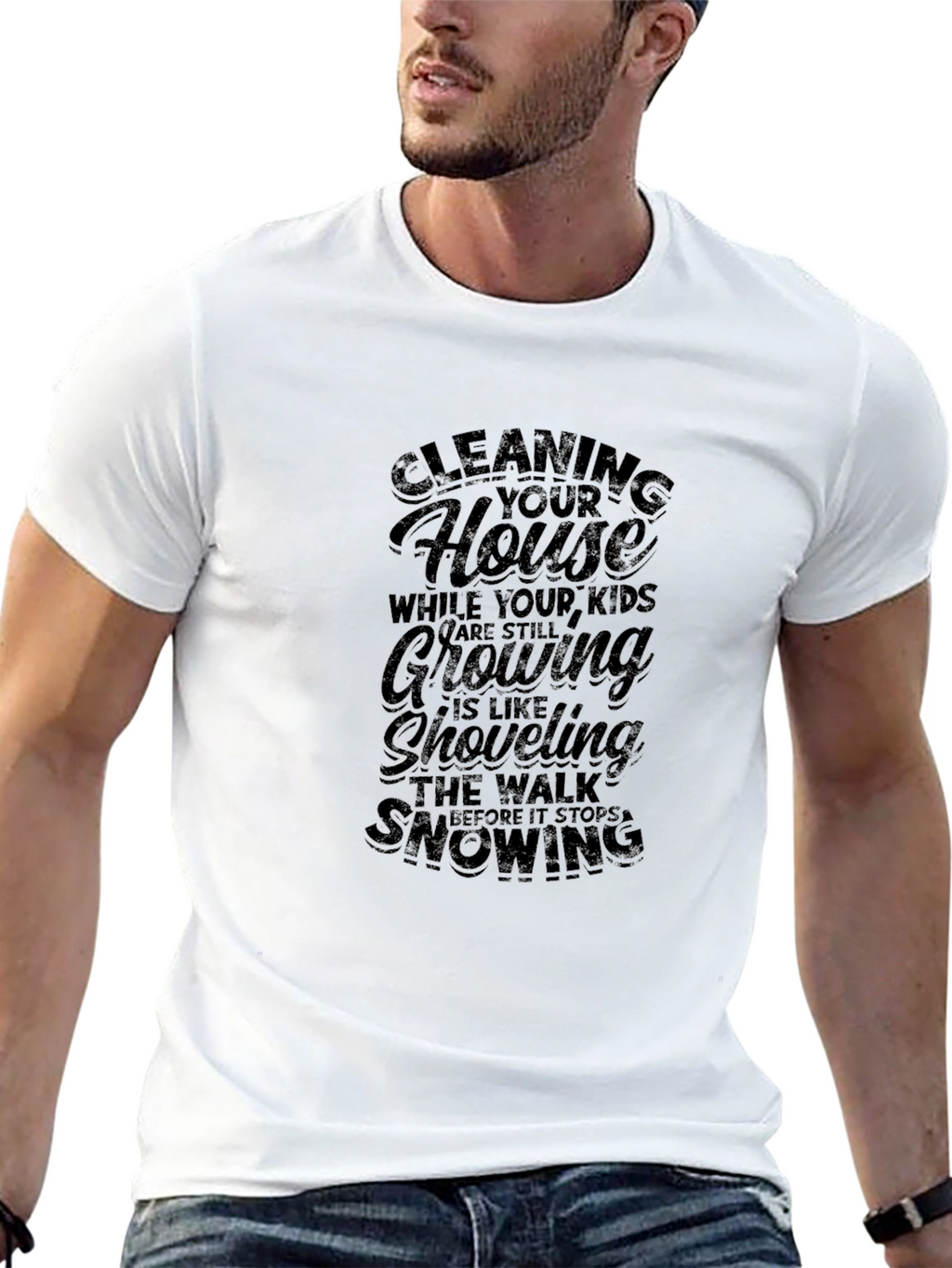 Funny Parenting Tee: Cleaning House While Kids Grow