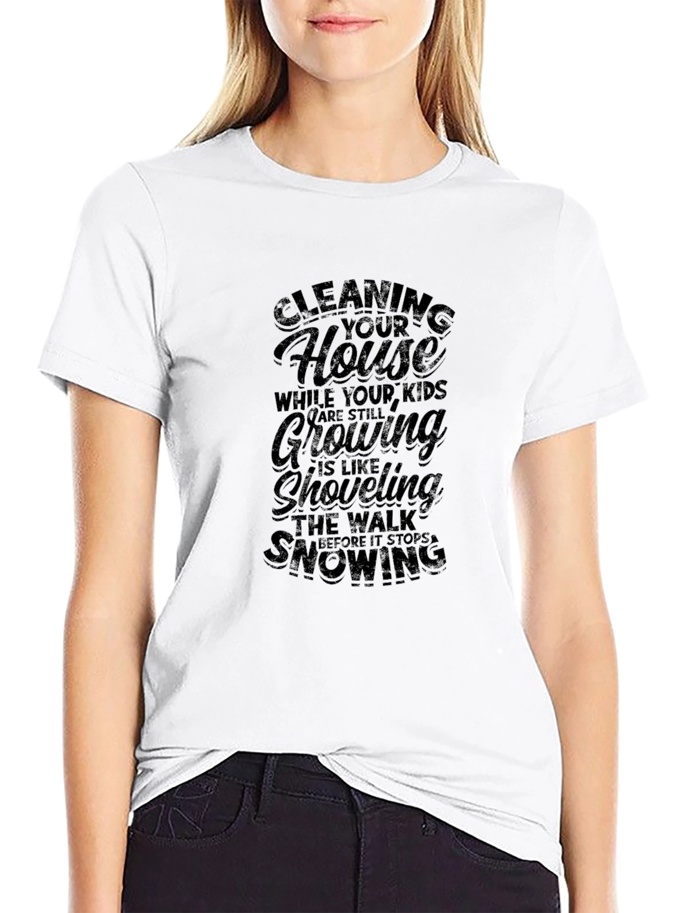 Funny Parenting Tee: Cleaning House While Kids Grow
