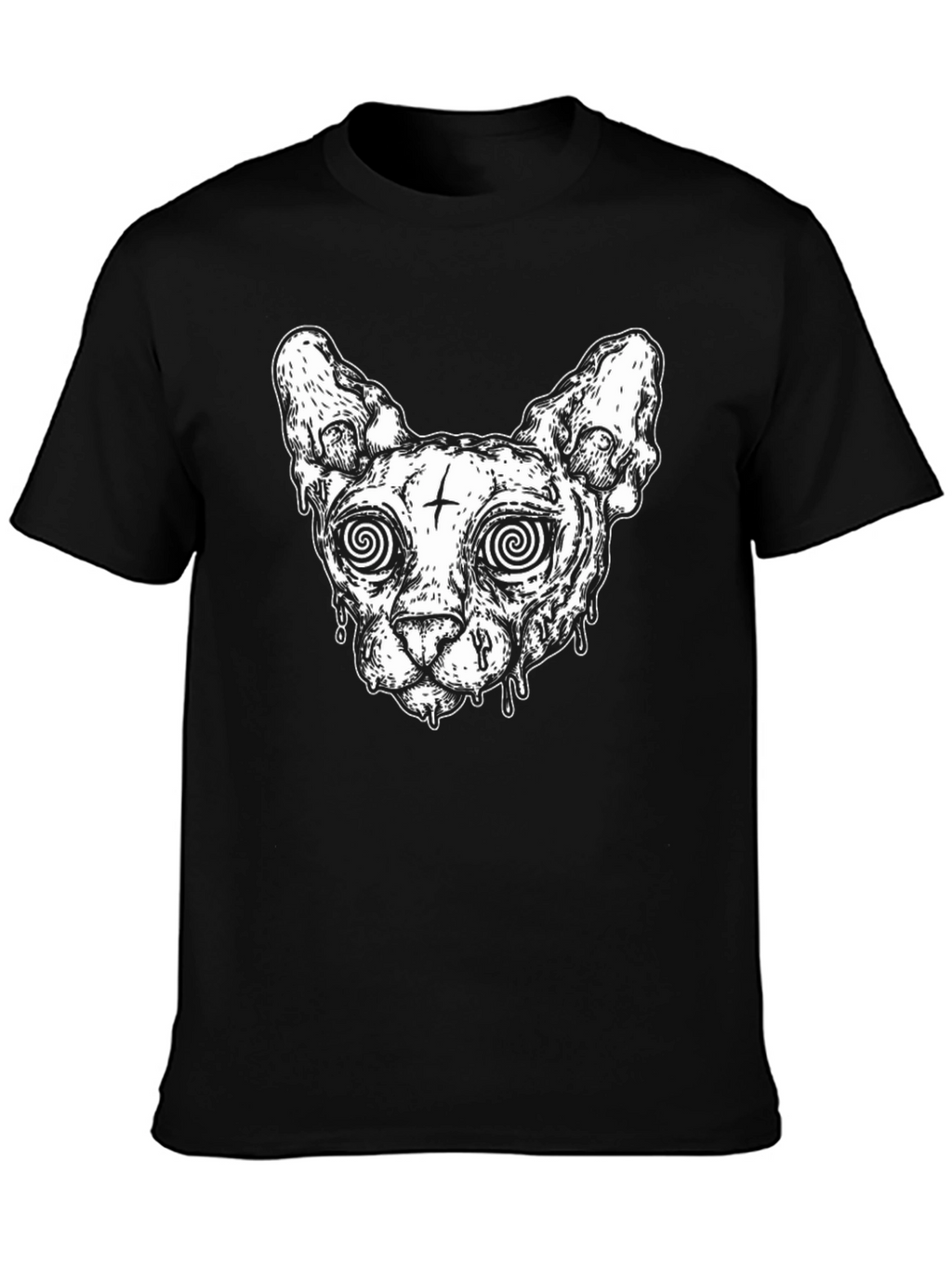 Hypnotic Cat Graphic Tee - Black Unisex T-Shirt