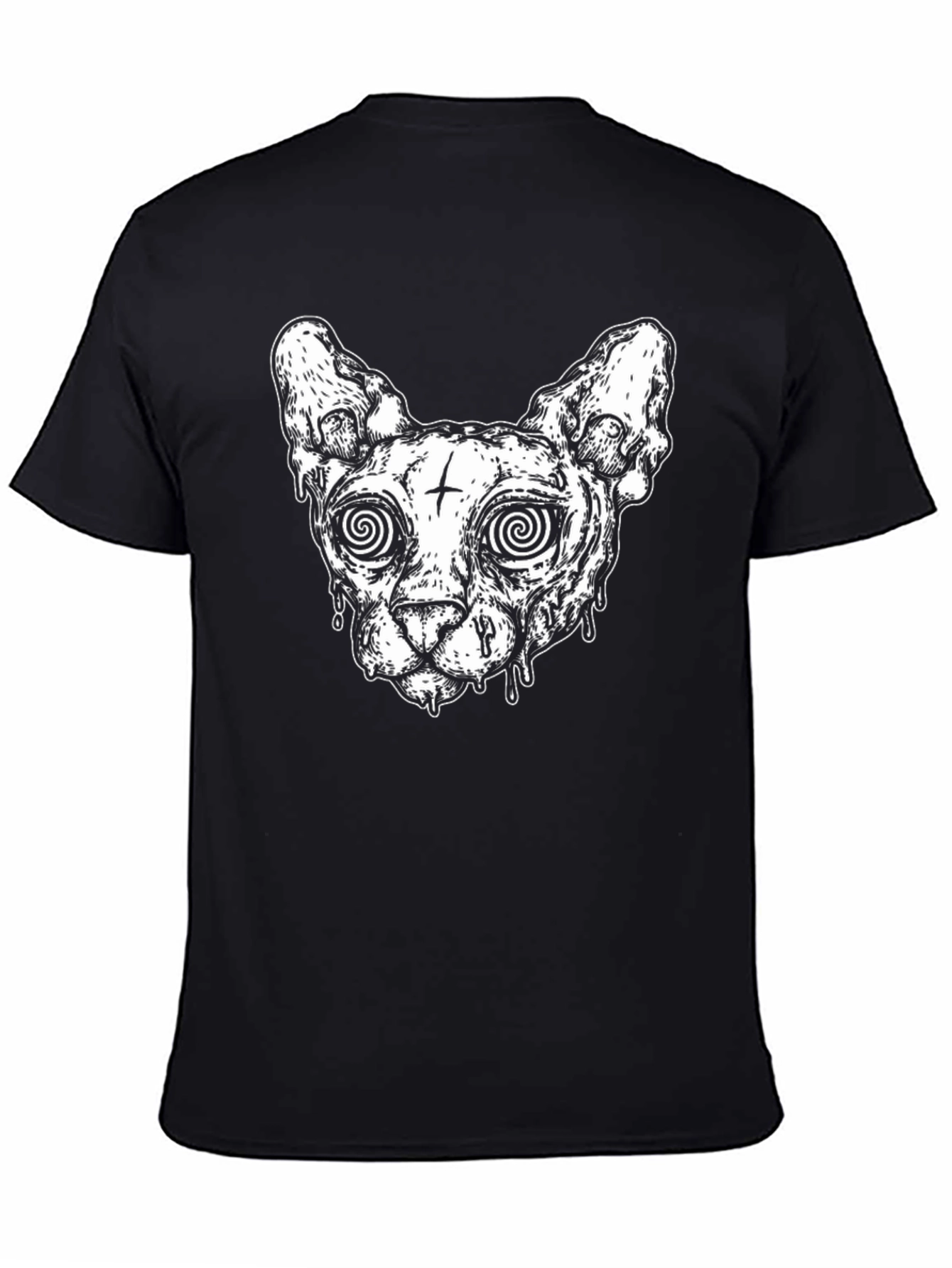 Hypnotic Cat Graphic Tee - Black Unisex T-Shirt
